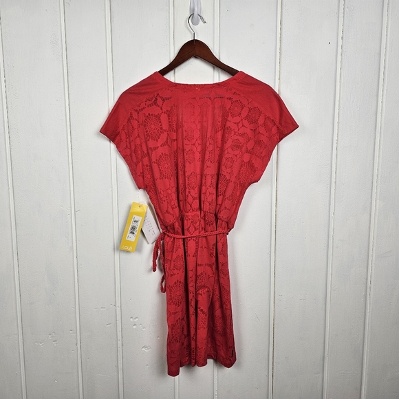 Lole Pomegranate Rumba 2 Braided Belt Sheer Floral Mini Dress Medium - Picture 5 of 8